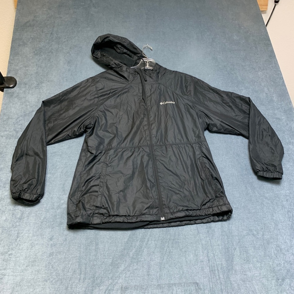 Columbia Discovery Loop Windbreaker Jacket Mens Large Black Full-Zip Long Sleeve